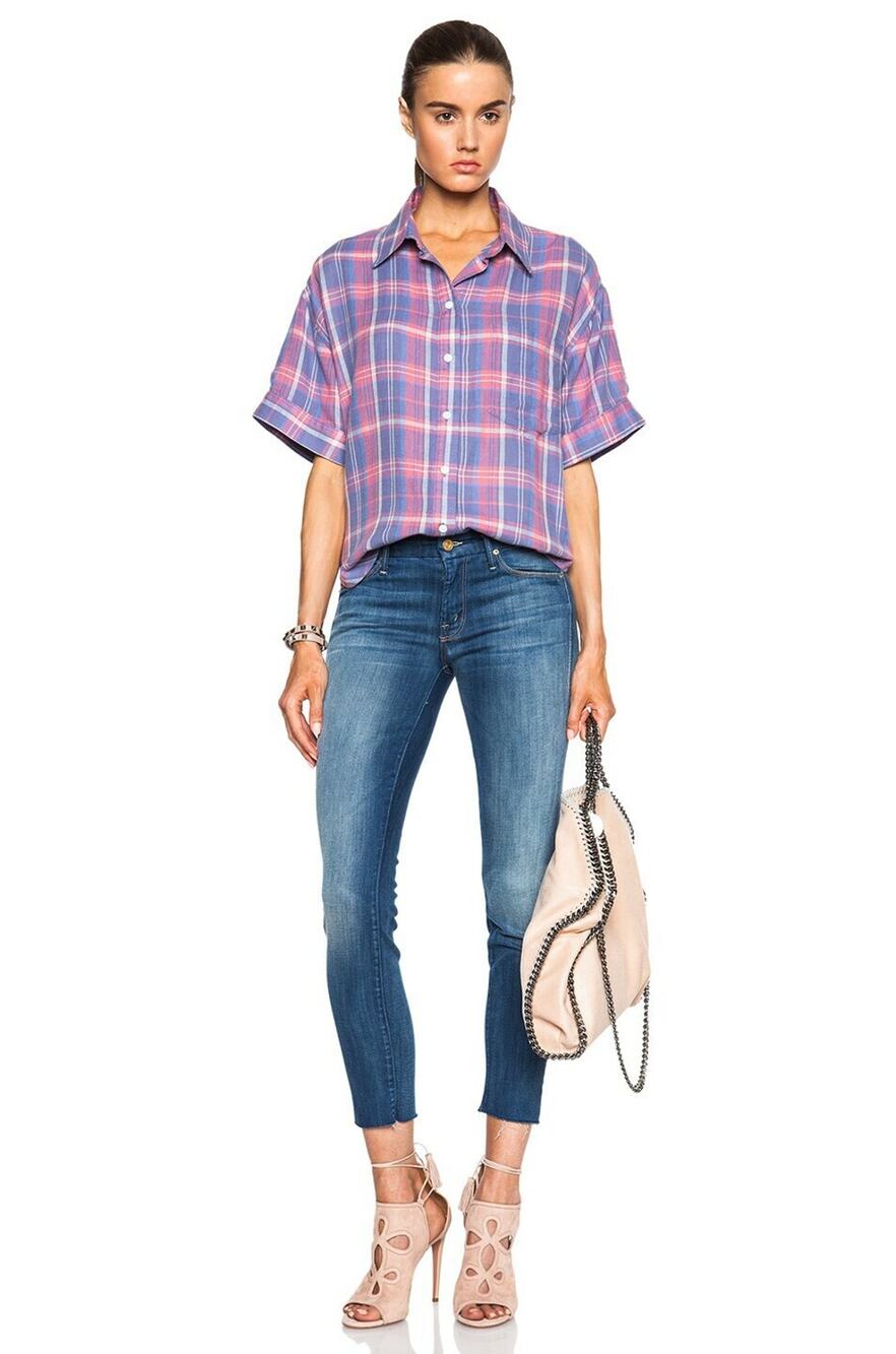 MOTHER Looker Ankle Fray in Wicked Games Wash Denim Skinny Jeans Size 25/27